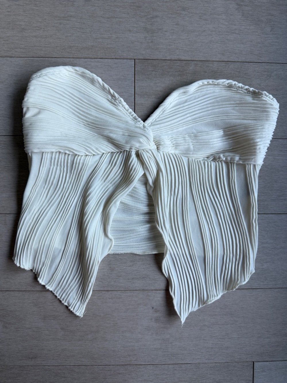 Strapless Ivory Pleated Tube Top SHEIN